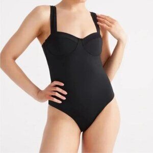 Knix Balcony Cup One Piece Wide Strap Back Tie Closure Swimsuit Size Medium NWT